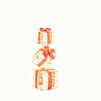 Premier Warm White 500 LED Stacked Christmas Present Light Up Decoration, 96cm - Image