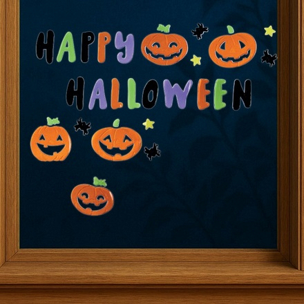 Smart Garden Happy Halloween Gel Window Sticker Set - Image