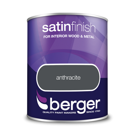 Berger Satin Finish Interior Wood & Metal Paint Anthracite, 750ml - Image