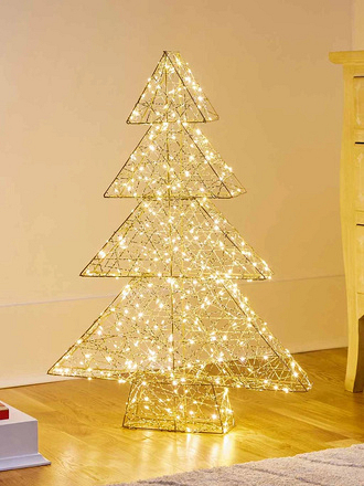 Premier Golden Elegance Twist Christmas Tree 300 Warm White LED, 60cm - Image