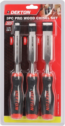 Dekton 3 Piece Wood Chisel Set, 13mm, 19mm & 25mm - Image