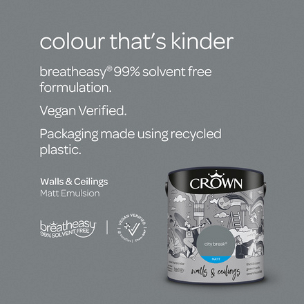 5089731 - Crown - Walls and Ceilings - Matt Emulsion - city break - 2.5L - S4