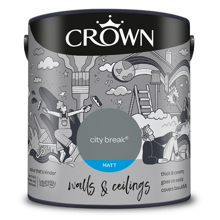 5089731 - Crown - Walls and Ceilings - Matt Emulsion - city break - 2.5L - S8