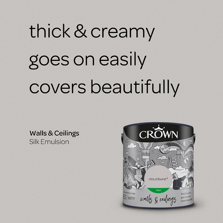 5089741 - Crown - Walls and Ceilings - Silk Emulsion - cloud burst - 2.5L - S3