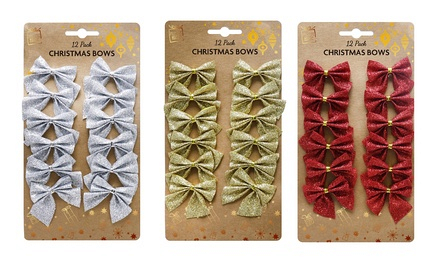 Decorative Glitter Bows 5cm 12Pk UBL - Image