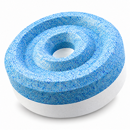 Single blue UniBond Aero 360 Lavender Moisture Absorber Refill Tablet with a textured, circular wave-shaped design and white base, shown against a white background.