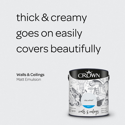 5090835 - Crown - Walls and Ceilings - Matt Emulsion - clay white - 2.5L - S3