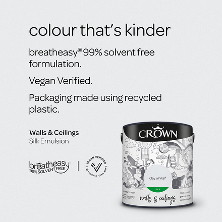 5090840 - Crown - Walls and Ceilings - Silk Emulsion - clay white - 2.5L - S4