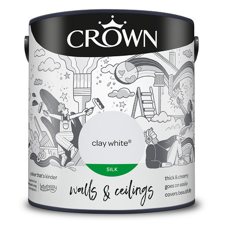 5090840 - Crown - Walls and Ceilings - Silk Emulsion - clay white - 2.5L - S8