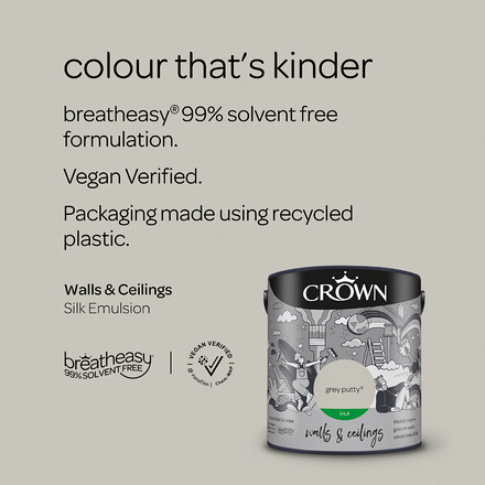5090838 - Crown - Walls and Ceilings - Silk Emulsion - grey putty - 2.5L - S4