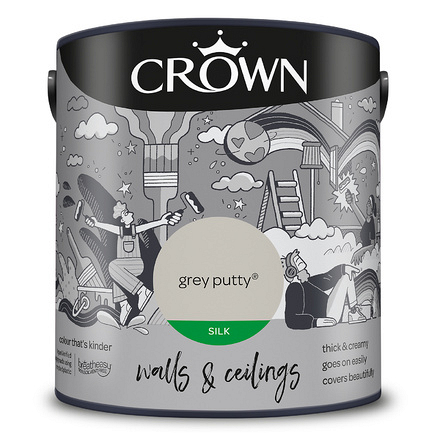 5090838 - Crown - Walls and Ceilings - Silk Emulsion - grey putty - 2.5L - S8