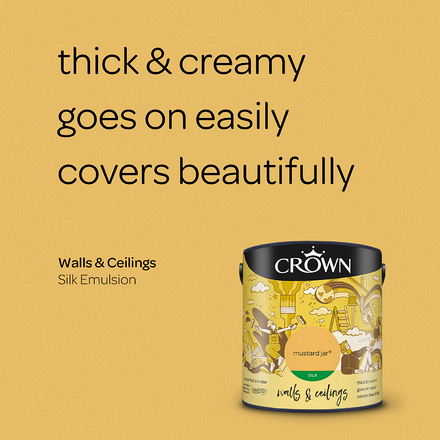 5090841 - Crown - Walls and Ceilings - Silk Emulsion - mustard jar - 2.5L - S3