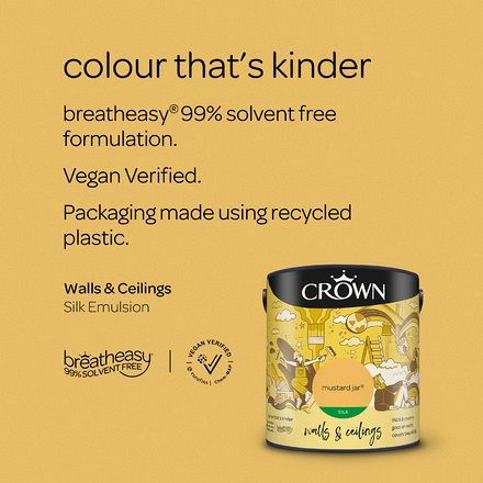 5090841 - Crown - Walls and Ceilings - Silk Emulsion - mustard jar - 2.5L - S4