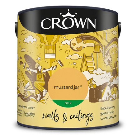 5090841 - Crown - Walls and Ceilings - Silk Emulsion - mustard jar - 2.5L - S8