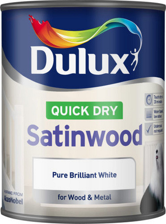 Dulux Quick Dry Satinwood Pure Brilliant White 750ml - Image