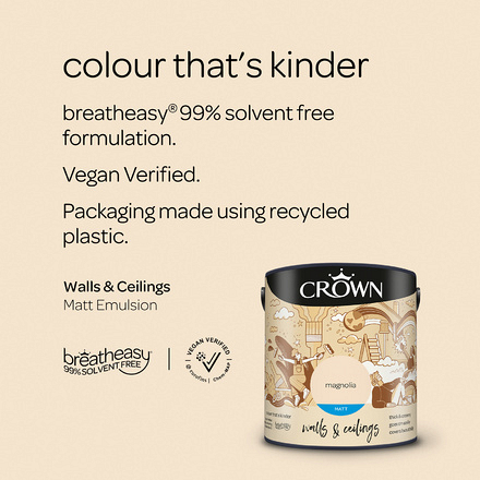 5022848 - Crown - Walls and Ceilings - Matt Emulsion - magnolia - 2.5L - S4