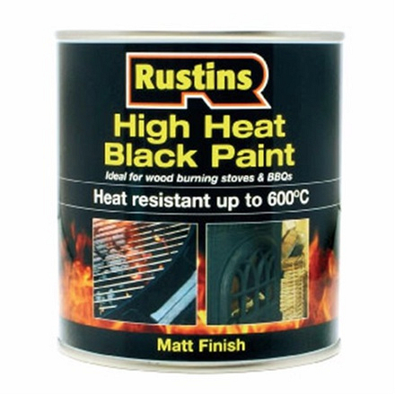 Rustins High Heat Paint Matt Black 600 Degrees - Image