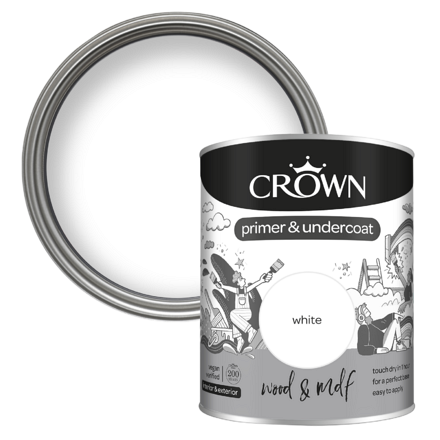 5096813 - Crown - Wood & MDF - Primer & Undercoat - white - 750ml - P1