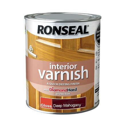 Ronseal Interior Wood Varnish Deep Mahogany Gloss 750ml - Image