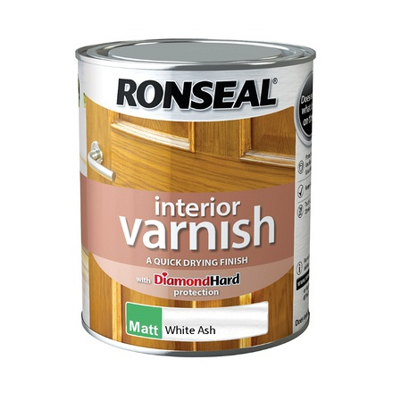 Ronseal Interior Wood Varnish White Ash Matt 750ml - Image