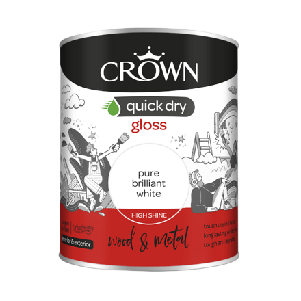 Crown Quick Dry Pure Brilliant White Gloss 750ml - Image