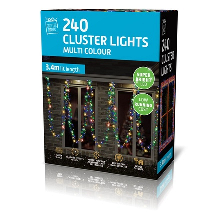Cluster LED Multi Action Lights Multi Coloured 240 Pack - Image