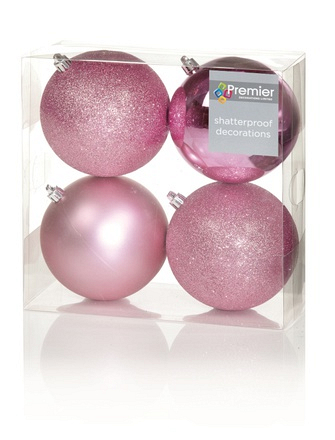 Premier Baubles Pink 4 x 100mm - Image