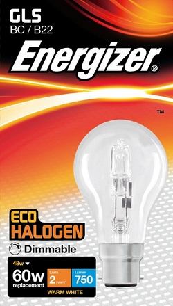 Energizer Halogen 48w = 60w GLS Bulb BC Clear S4865 - Image