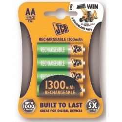 4 JCB AA 1200ma Rechargable Battery -  - - Image
