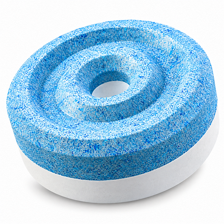 Single blue UniBond Aero 360 moisture absorber refill tablet with a circular wave-shaped design and central opening, shown against a white background.